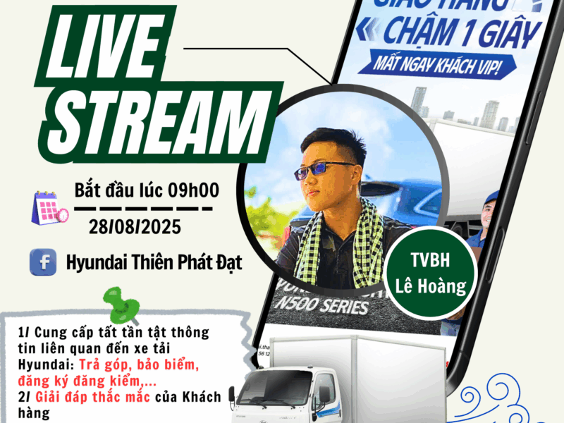 Livestream Thứ 5 Hàng Tuần – Tư Vấn Giấy Tờ Trả Góp, Đăng Ký và Đăng Kiểm Xe Tại Hyundai Thiên Phát Đạt