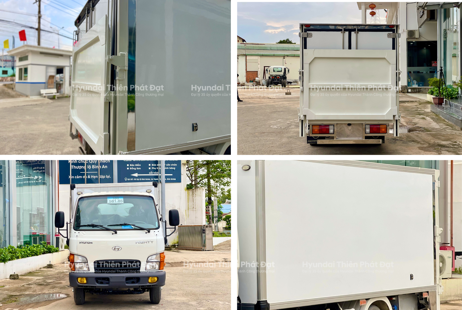 Quy cách thùng kín composite bửng nâng của Mighty N250SL tại Hyundai Thiên Phát Đạt
