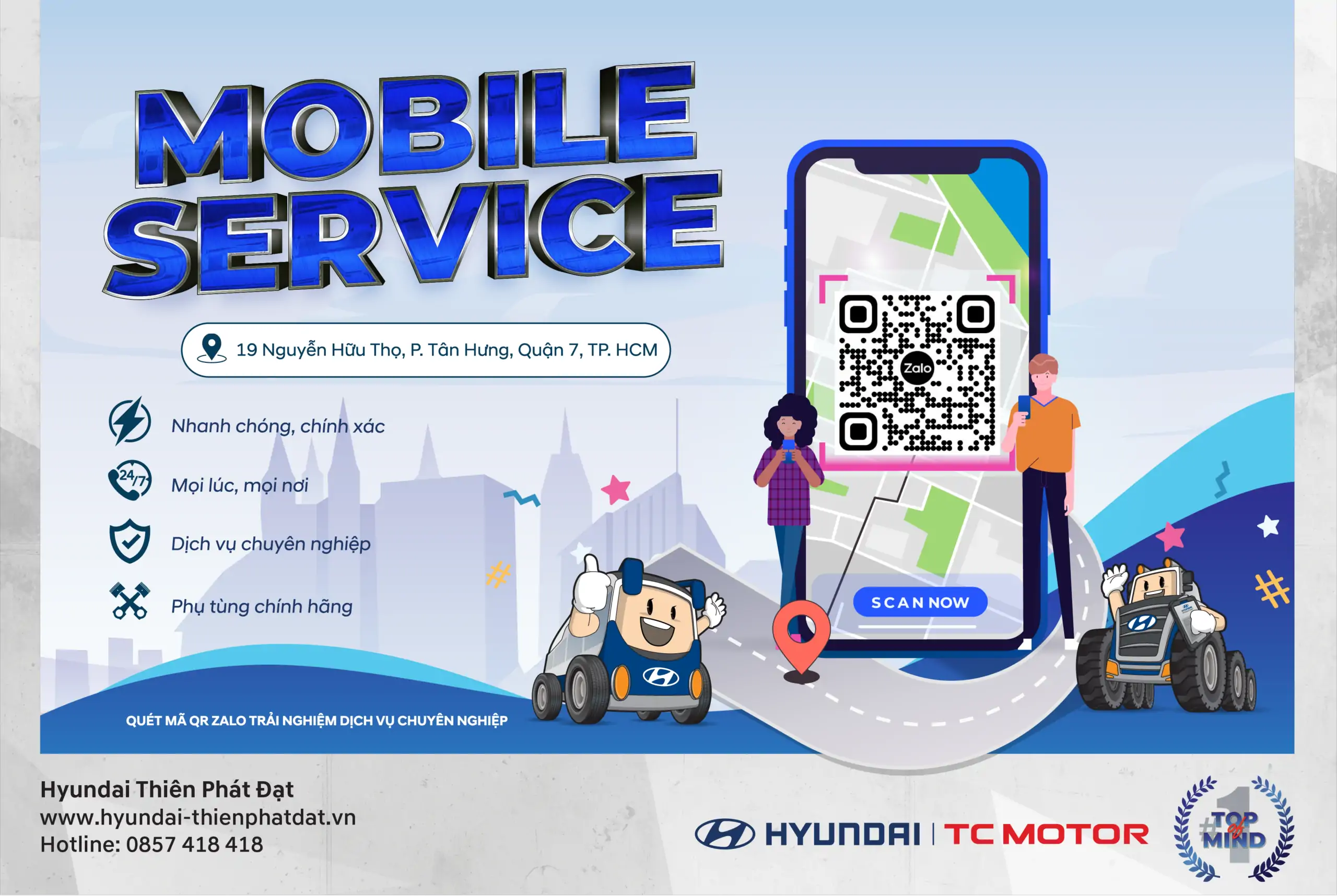 SỬA CHỮA LƯU ĐỘNG TẠI QUẬN 7 – HYUNDAI THIÊN PHÁT ĐẠT ĐẾN GẦN KHÁCH HÀNG HƠN